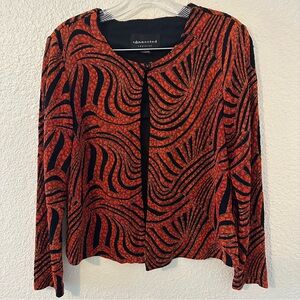 Vintage Made In The USA Red & Black Cropped Women’s Cardigan